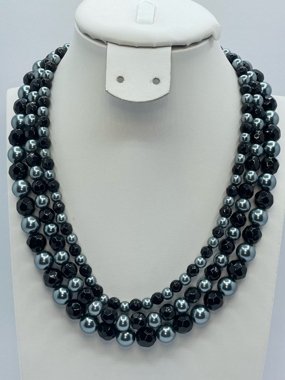 Premier Designs Gunmetal Multi Strand Beaded Statement Necklace